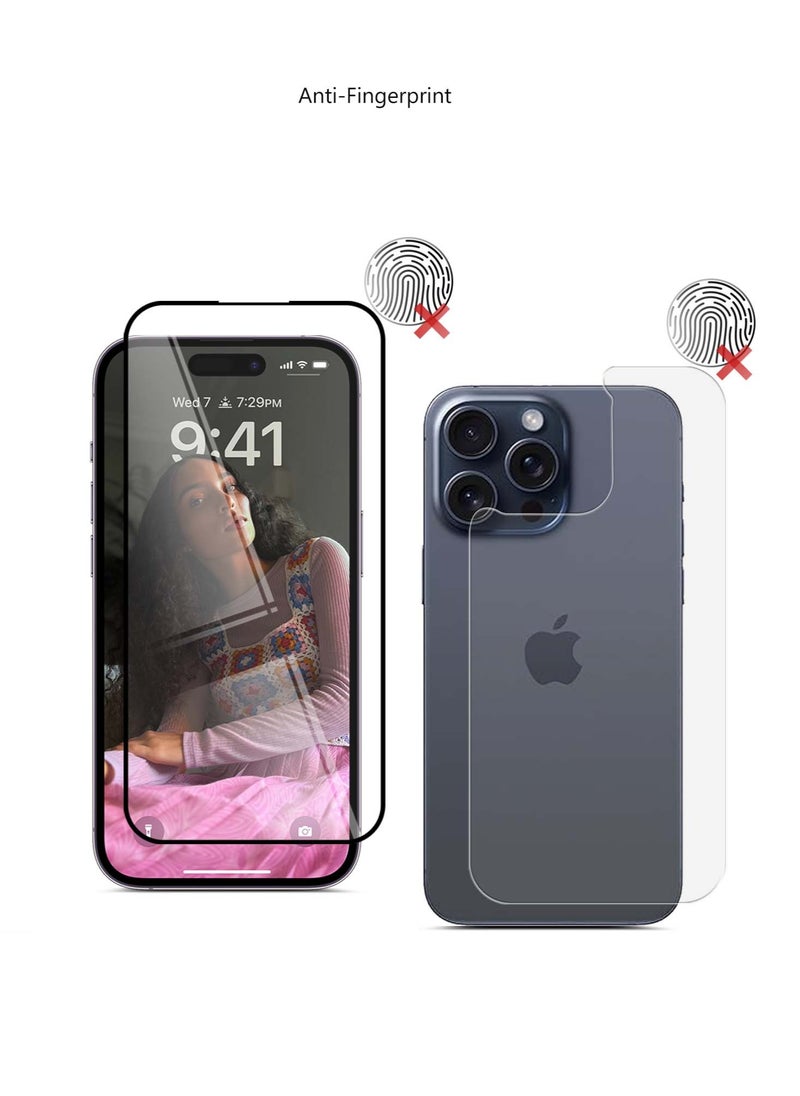 OMAKER Omaker 2 in 1 Super Strong Full Glue Polymer Nano Tempered Glass Screen Protector and Back Film for Apple iPhone 15 Pro – 0.33mm Thickness Bubble - Free Installation  - Image 5