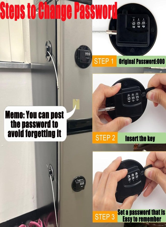 MEILLYOCEAN Refrigerator Lock Set, Child Safety Lock, 2-Pack Combination & Key Lock, Multi-Purpose Safety Locks for Fridge, Cabinet, Window, Closets, Doors, Heavy Duty ABS with Strong Adhesive Backing - Image 5
