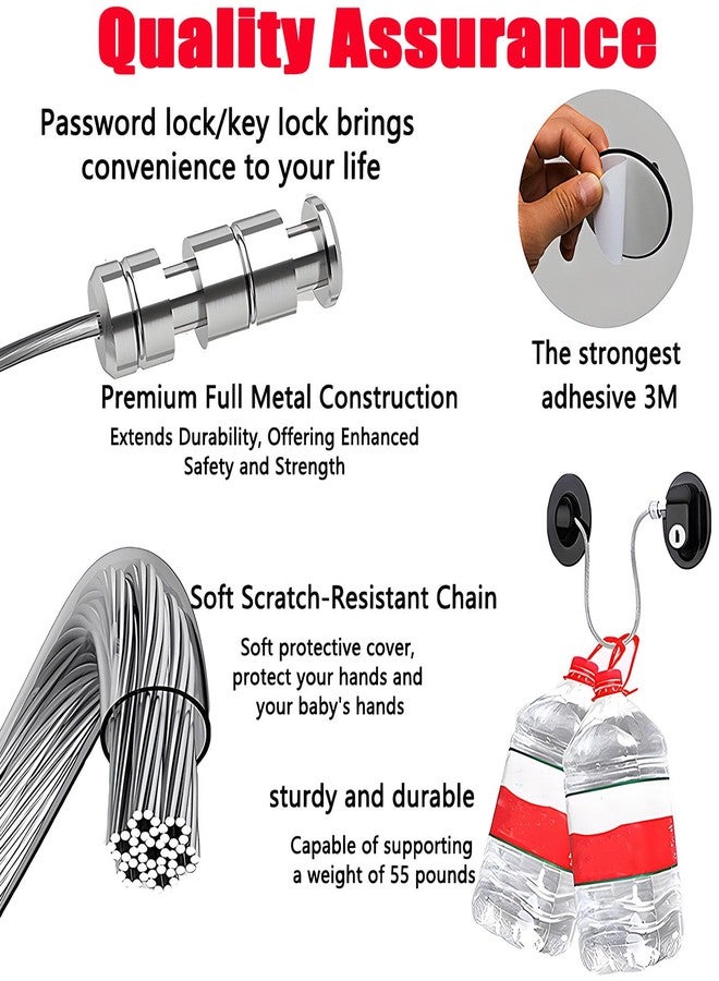 MEILLYOCEAN Refrigerator Lock Set, Child Safety Lock, 2-Pack Combination & Key Lock, Multi-Purpose Safety Locks for Fridge, Cabinet, Window, Closets, Doors, Heavy Duty ABS with Strong Adhesive Backing - Image 3