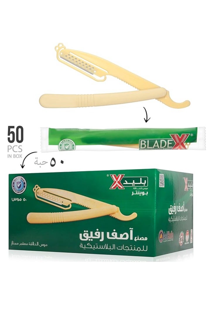 Blade X Pointer 50 Razors - Yellow, Modern, Stainless Steel - Unisex-Adults - Image 1