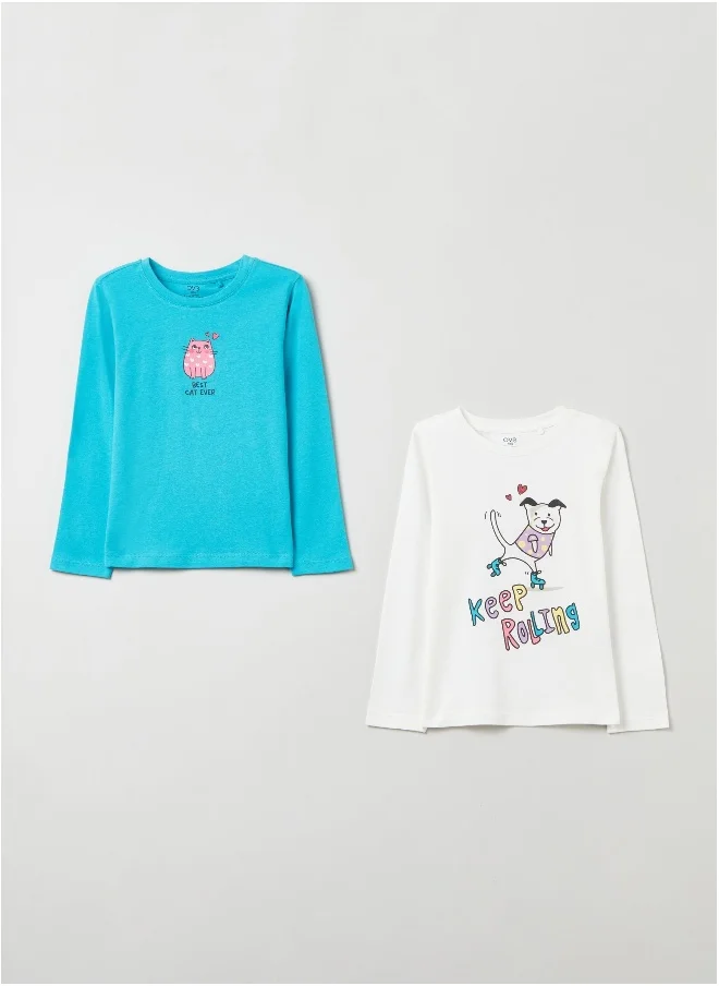 او في اس Two-pack T-shirts with long sleeves