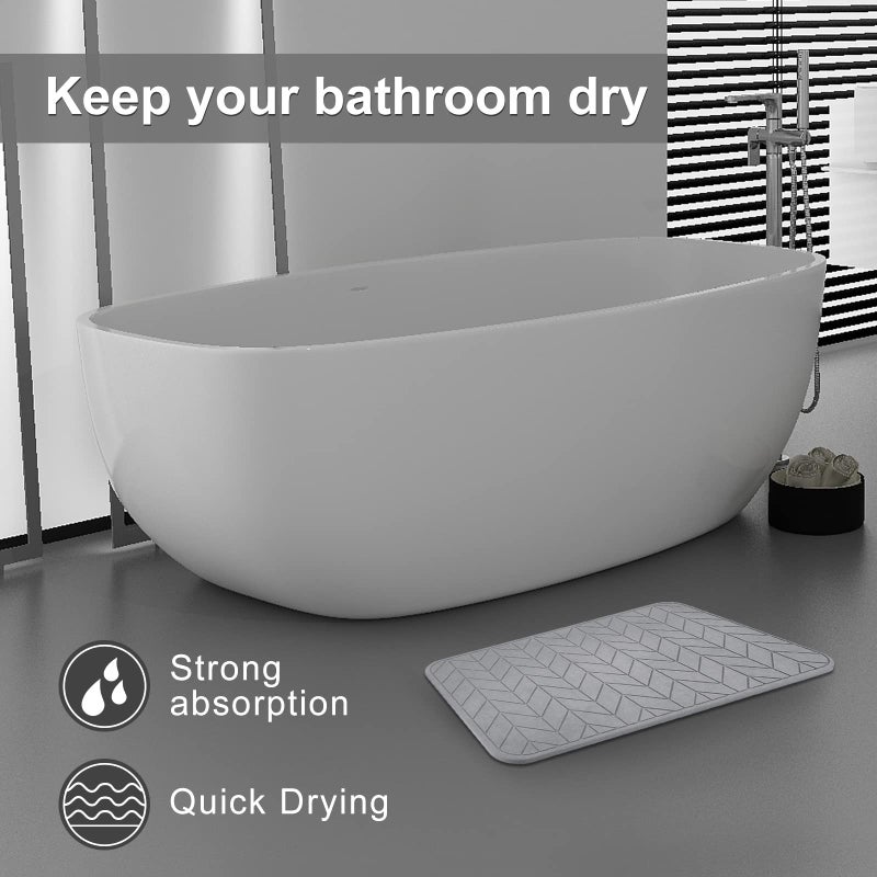 JUERLEN 2 Pack Diatomaceous Earth Shower Mat, Stone Bath Mat, Nonslip Super Absorbent Fast-Drying Hard Bath Mat for Bathroom Shower Floor, 24 x 16 inch, Grey Arrow Design - Image 2