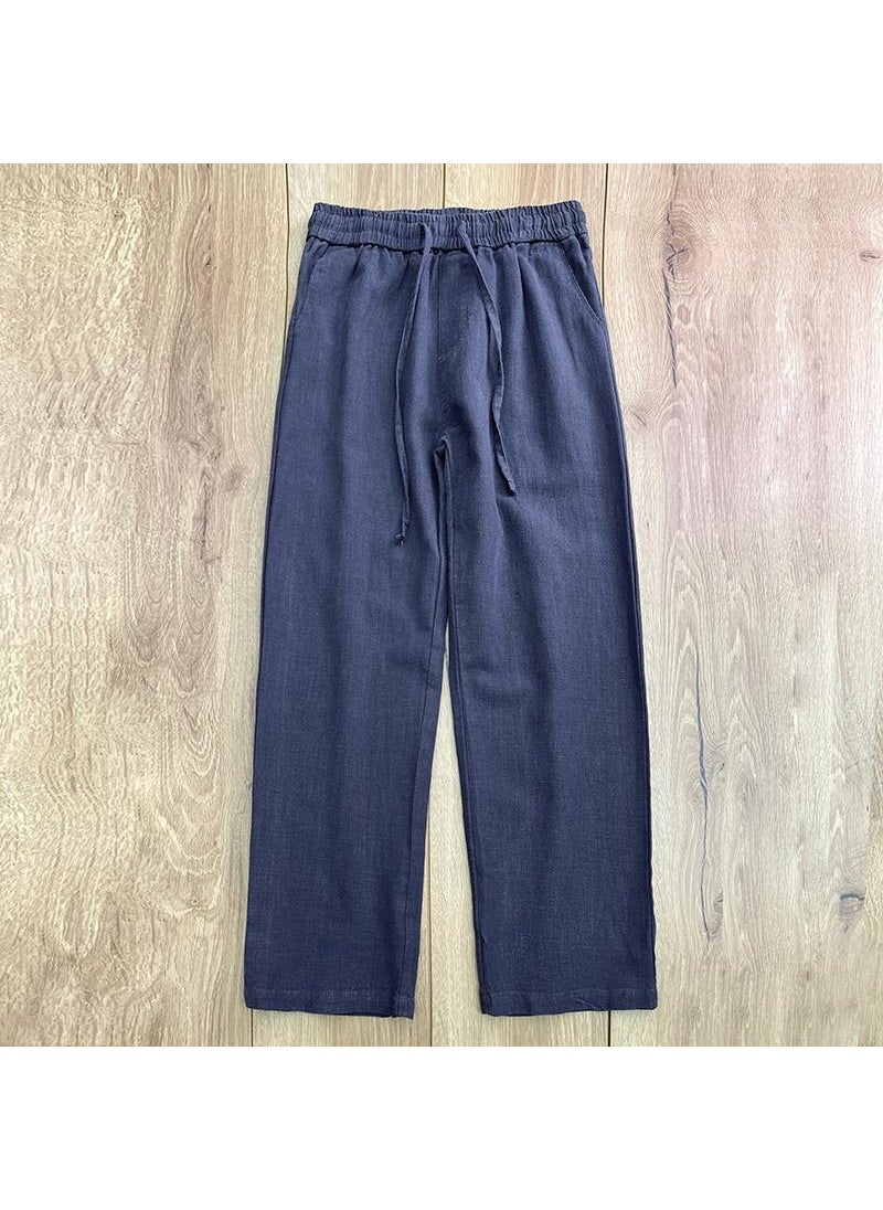 Generic - Mens Linen Casual Straight-Leg Trousers Spring/Summer White - Image 1