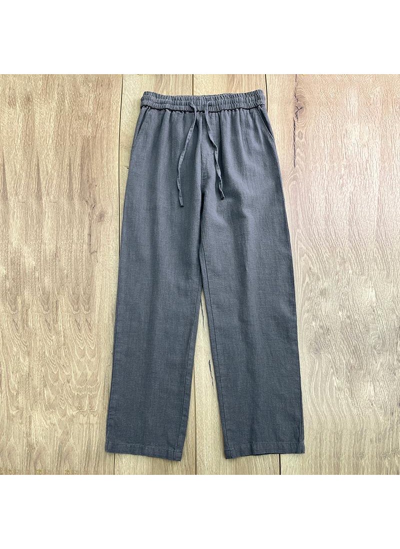Generic - Mens Linen Casual Straight-Leg Trousers Spring/Summer White - Image 1