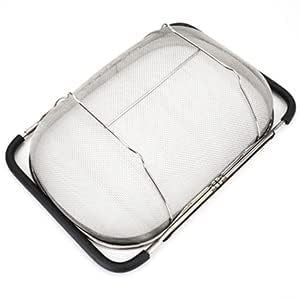CHALISA Stainless Steel Colander for Kitchen Fruit Vegetable Rice Washing Baskets Strainer Fine Mesh Strainer Baskets Kitchen Colander with Expandable Rubber Grip Handles for Strain Drain Rinse - Image 2