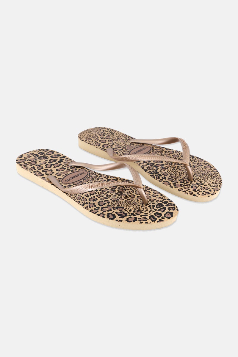 havaianas Women Style 2 Slim Animal Print Slippers, Sand  - Image 1