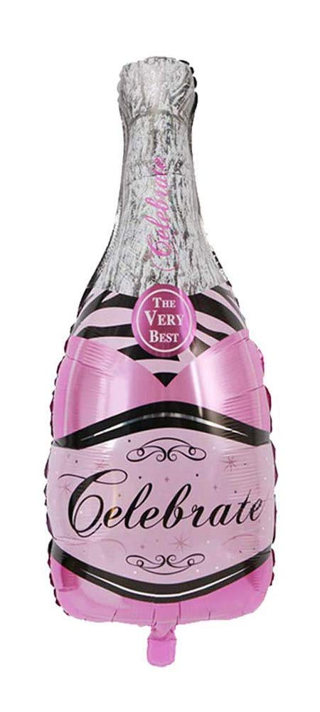 طقم قوس بالونات زجاجة شمبانيا وردية كبيرة بالونات شمبانيا وردية هدايا حفلات زجاجة شمبانيا وردية عبوة من 1