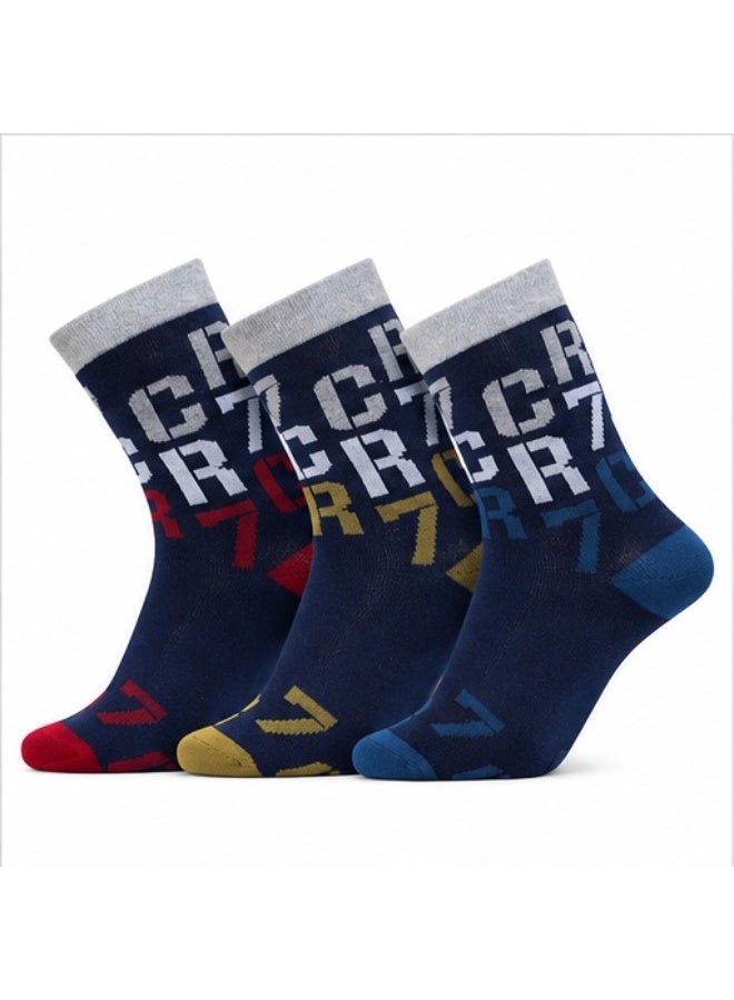 CR7 Kids Socks 3-Pack, Cotton Blend Crew Socks for Boys, 70% Cotton - Image 1