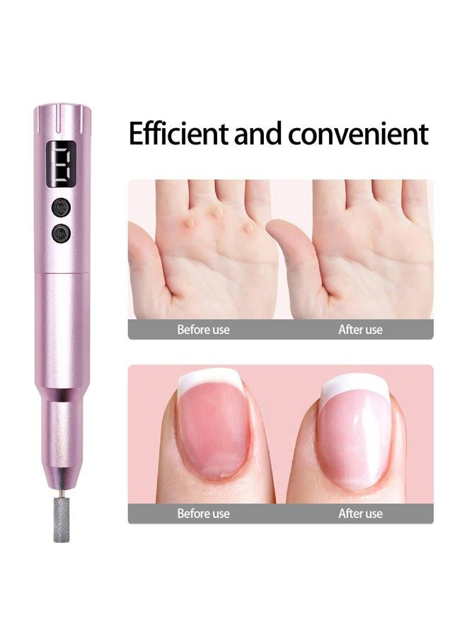 CBVCBV Nail Drill Kit Electric Rechargeable Set Cordless Nail Art Grinding Machine Compact Professional Nail File for Gel Manicure Pedicure Polishing Tool Household,Nail Removal Machine (Metallic Pink) - Image 3
