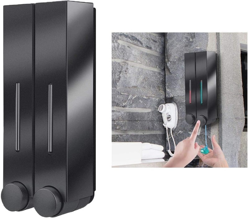 Soap Dispensers Soap Dispenser Wall Mounted Soap Dispenser Shower Lotion Shampoo Gel Bottle Bottles,Black-Double Chambers - Image 2