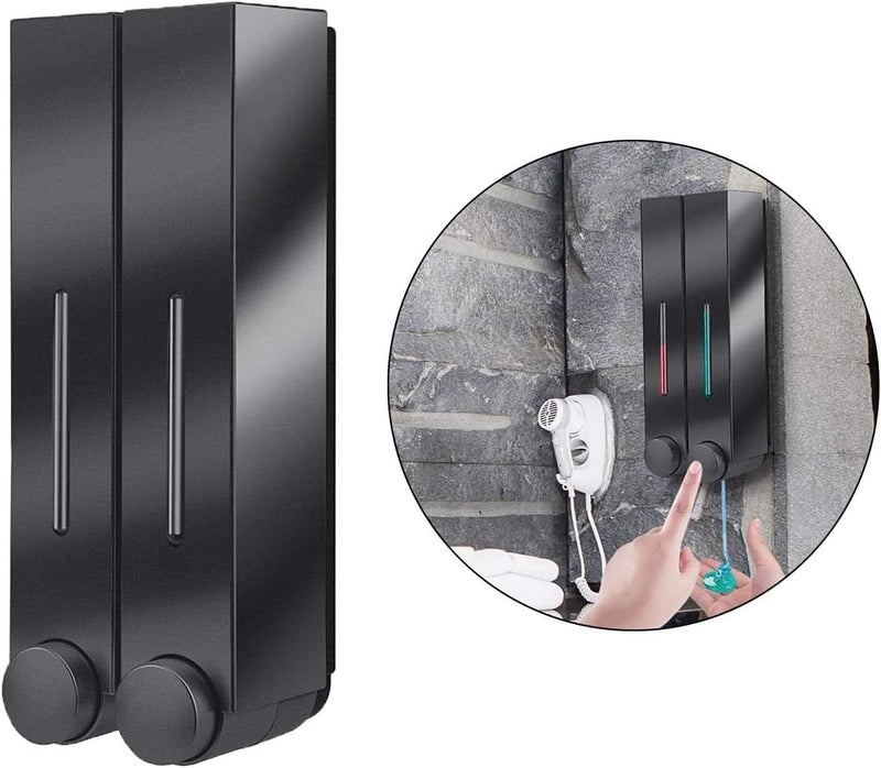 Soap Dispensers Soap Dispenser Wall Mounted Soap Dispenser Shower Lotion Shampoo Gel Bottle Bottles,Black-Double Chambers - Image 3