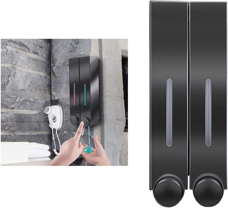Soap Dispensers Soap Dispenser Wall Mounted Soap Dispenser Shower Lotion Shampoo Gel Bottle Bottles,Black-Double Chambers - Image 1