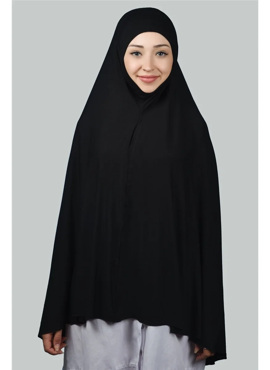 التوبة Ready-made Turban Practical Scarf with Veil Hijab with Nikap - Prayer Cover Soufflé (5Xl) - Black