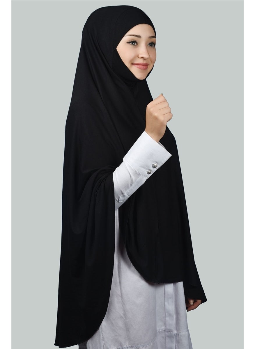 Altobeh عمامة جاهزة وشاح عملي مع حجاب مع نيكاب - غطاء صلاة سوفليه (5XL) - أسود  - Image 2