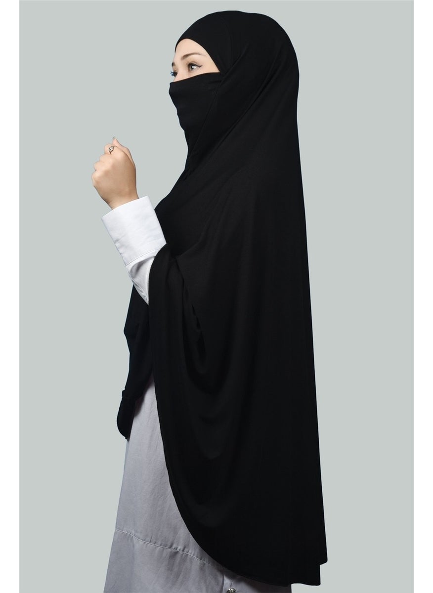 Altobeh عمامة جاهزة وشاح عملي مع حجاب مع نيكاب - غطاء صلاة سوفليه (5XL) - أسود  - Image 4