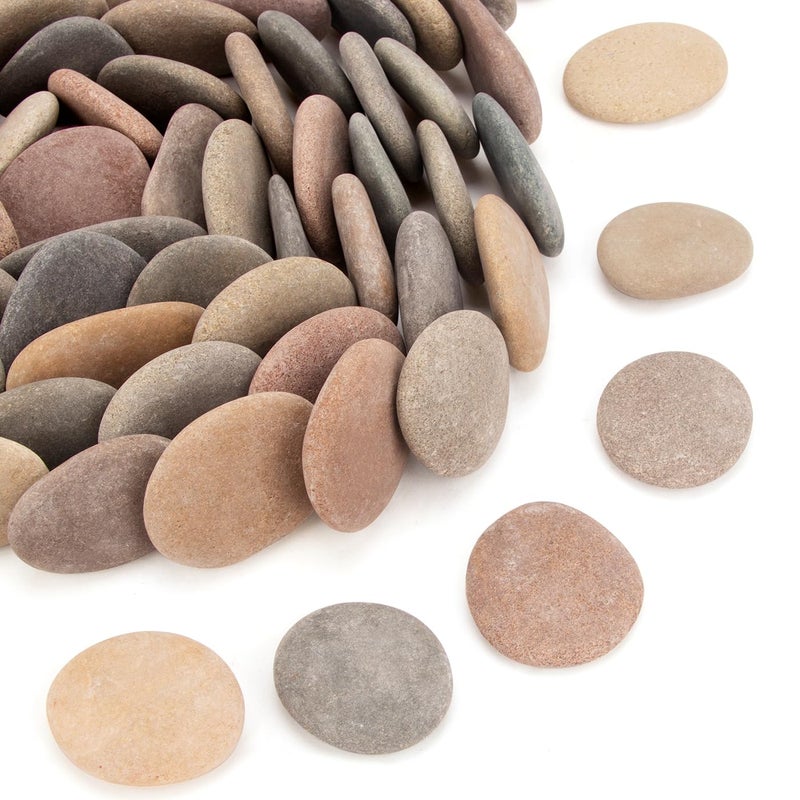 About 190 PCS - 210 PCS (18 Pounds) Painting Rocks,River Rocks,1.1"-2.2" Craft Rocks,Flat Rocks,DIY Stones for Arts