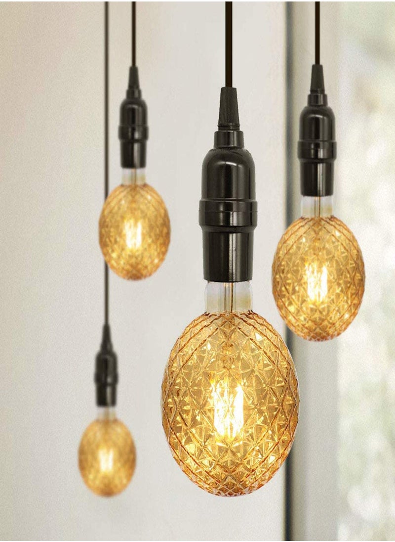 Y&D Led Bulbs, G95 E27 Decorative Edison Light Vintage Pineapple Shaped Bulb, Amber Glow 2700K Globe LED Bulb Energy Class D (1Pcs)  - Image 3