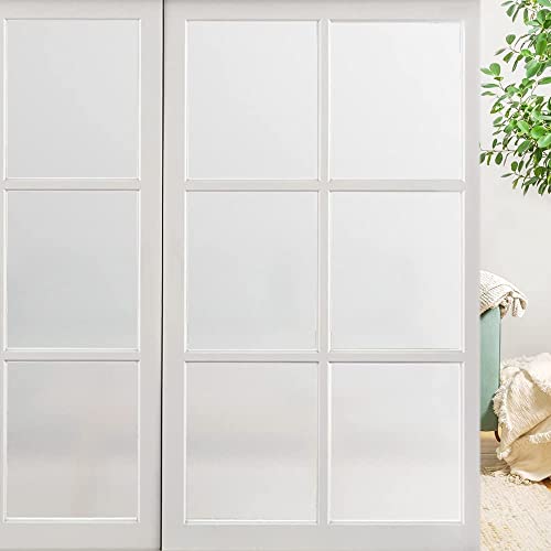 LIVECOOL Frosted Home Office Films Privacy Window Stickers Self Static Cling Vinyl Glass Film Decorations Sticker for Bathroom Office Meeting Room (12 x 50 Inch, Simple Frosted) - Image 1