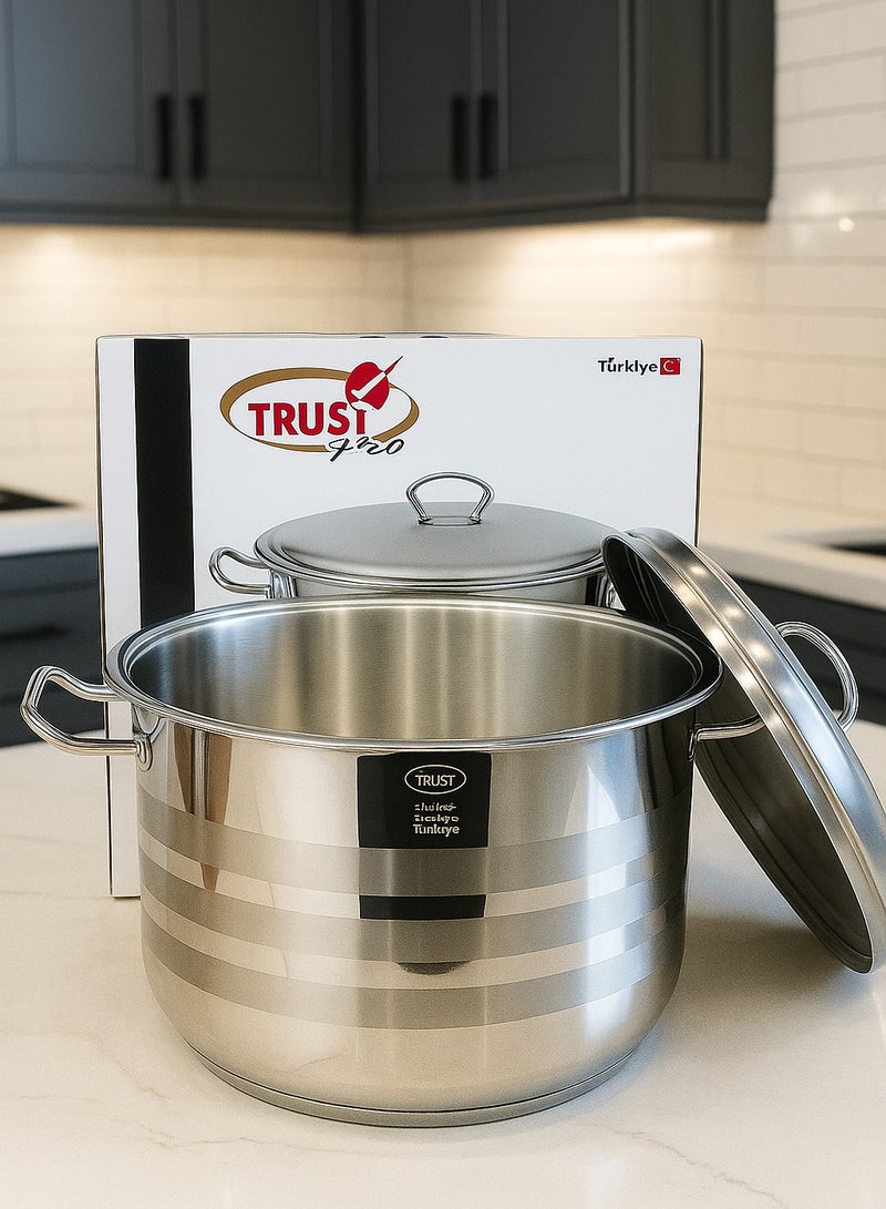 Trust Stainless Steel Cooking Pot 28CM Silver 18/10 (Made in Turkey) - Image 3