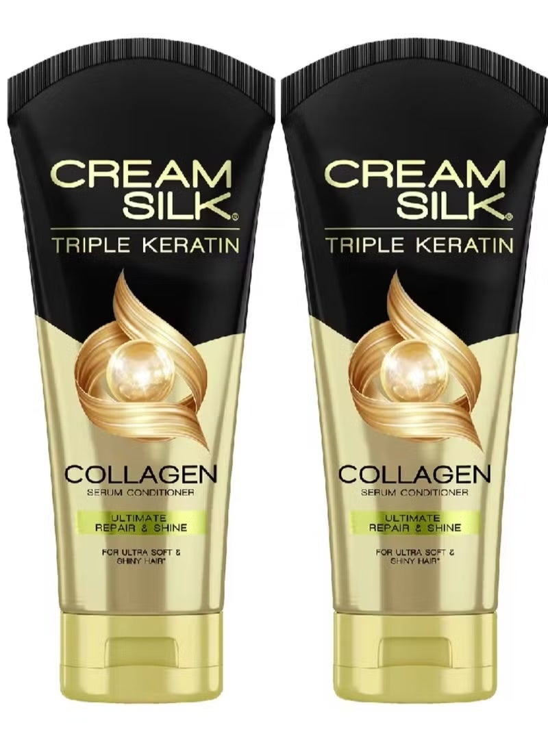 Cream Silk [BUNDLE OF 2] Cream Silk Triple Keratin Serum Conditioner Ultimate Repair & Shine 170ML