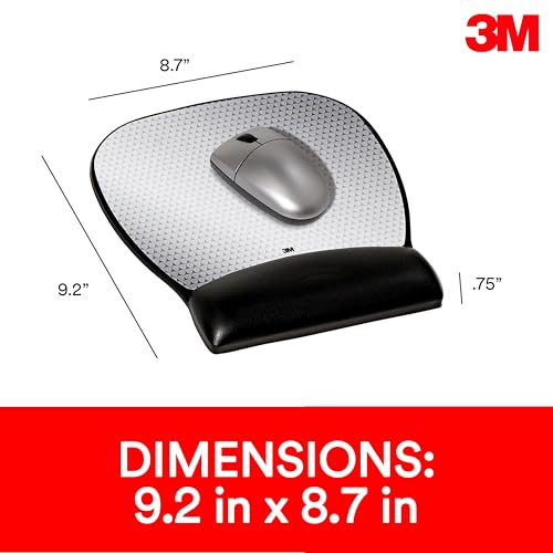 3M Precise Mouse Pad with Gel Wrist Rest, Soothing Gel Comfort with Durable, Easy to Clean Leatherette Cover, Optical Mouse Performance, 9.2" x 8.7", Black (MW310LE) - Image 2