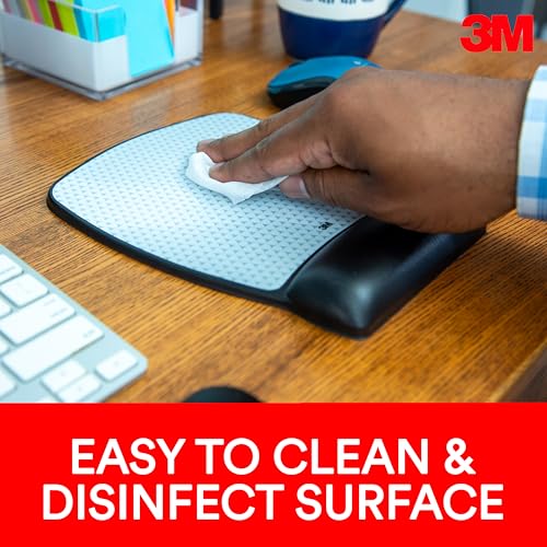 3M Precise Mouse Pad with Gel Wrist Rest, Soothing Gel Comfort with Durable, Easy to Clean Leatherette Cover, Optical Mouse Performance, 9.2" x 8.7", Black (MW310LE) - Image 4