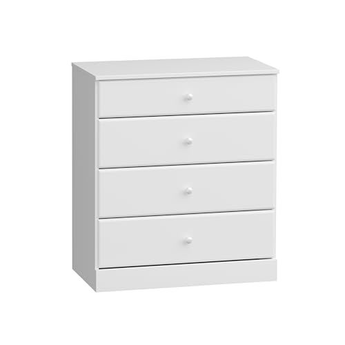 Prepac Astrid Simplistic 4Drawer Dresser for Bedroom Functional Bedroom Dresser Chest of Drawers 1825 D x 30 W x 34 H White WDBR04011