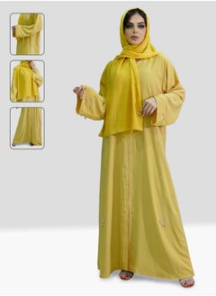 Womens Yellow Abaya Made With Korean Nida Fabric