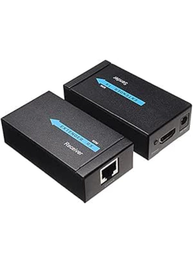 مُمدد HDMI عبر كابل شبكة واحد لمسافة 60 متر – يدعم Full HD و3D – جهاز إرسال واستقبال عبر RJ45 – توصيل مباشر من الكمبيوتر للتلفزيون - Image 1
