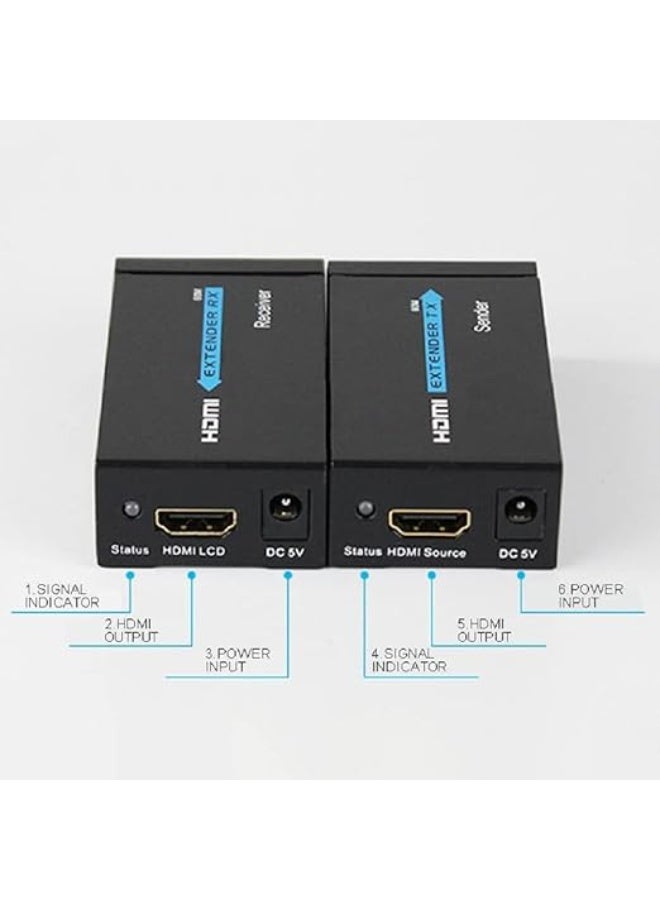 مُمدد HDMI عبر كابل شبكة واحد لمسافة 60 متر – يدعم Full HD و3D – جهاز إرسال واستقبال عبر RJ45 – توصيل مباشر من الكمبيوتر للتلفزيون - Image 4