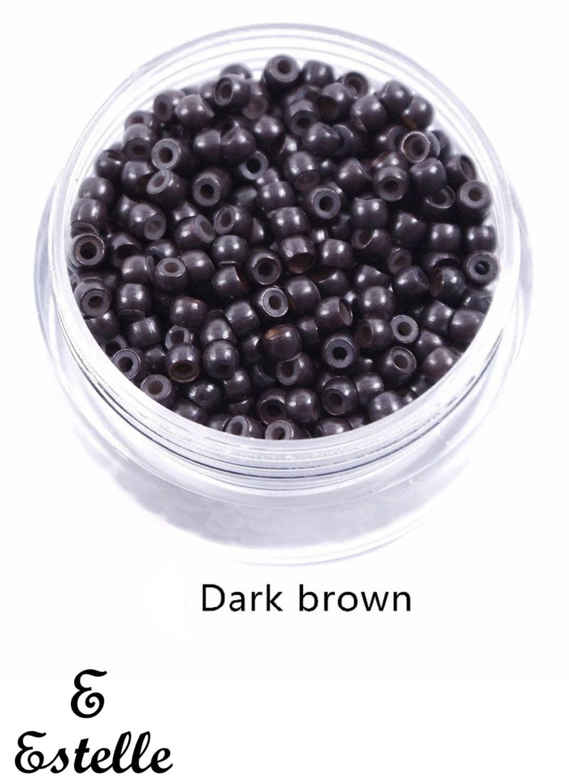 Estelle Silicone Nano Ring 1000Pcs Per Bottle Nano Ring Beads Micro Links Hair Extension Dark Brown  - Image 1