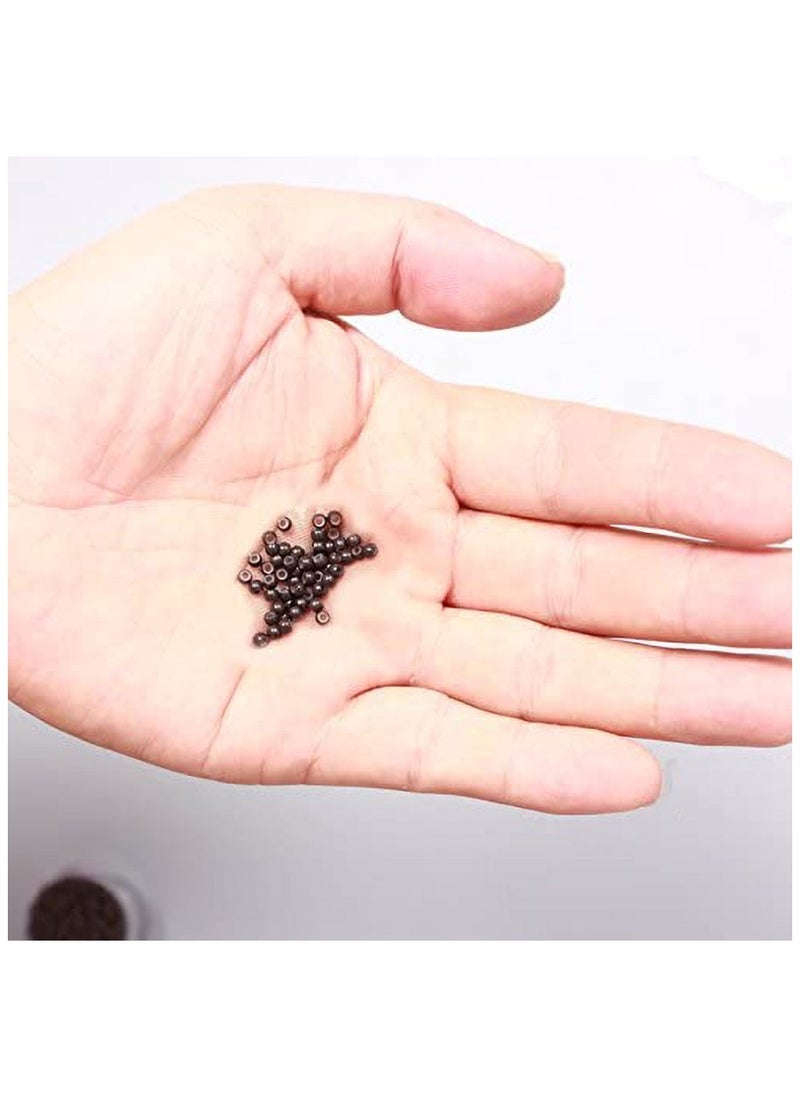 Estelle Silicone Nano Ring 1000Pcs Per Bottle Nano Ring Beads Micro Links Hair Extension Dark Brown  - Image 4