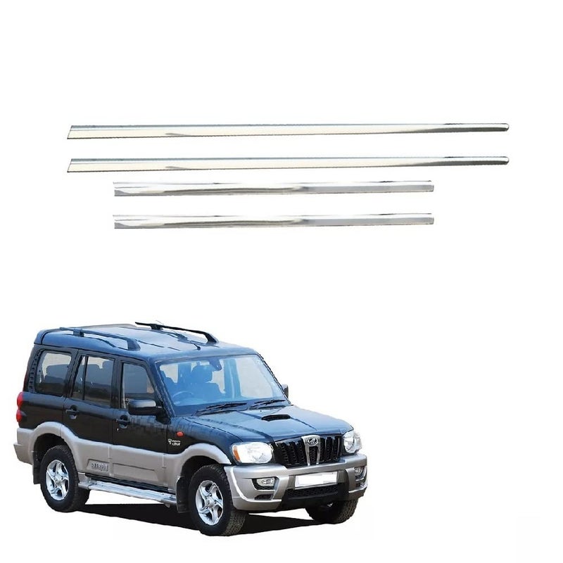 SPREADX Car Lower Window Garnish Chrome Stainless Steel Suitable for Mahindra Scorpio 2009 Onward - Image 1