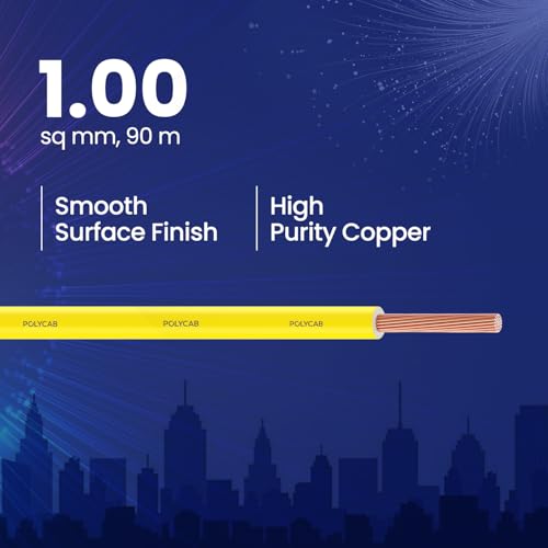 Polycab Suprema 1 sqmm Electron beam technology housewire|105C heat withstand capacity| No melt-No drip PVC insulation| 60 years product life|85% higher current carrying capacity|90M coil【Yellow】 - Image 2