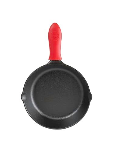 Lodge Cast Iron Skillet with Red Mini Silicone Hot Handle Holder, 8-inch - Image 3