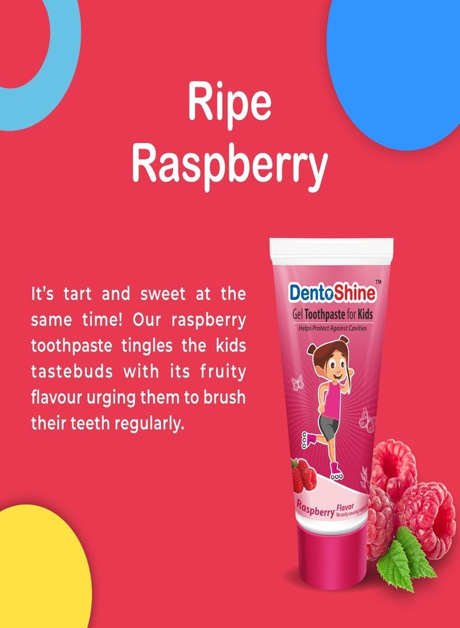 DentoShine Gel Toothpaste for Kids | Pack of 3 Flavors (Orange, Raspberry & Mango, 80g each) | IDA Accepted | Ages 2+ - Image 3