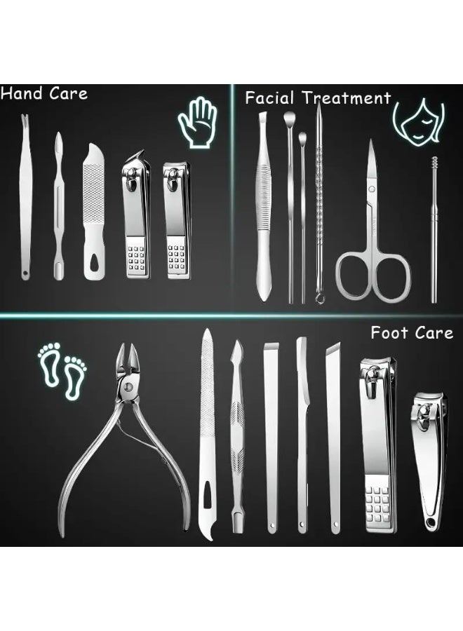 مجموعة 19 قطعة من أدوات قص الأظافر، مجموعة مقص أظافر اليدين والأقدام، أدوات العناية بالأظافر والمناكير والباديكير المصنوعة من الفولاذ المقاوم للصدأ، مجموعة متكاملة للعناية بالأظافر والتجميل للمحترفين - Image 2
