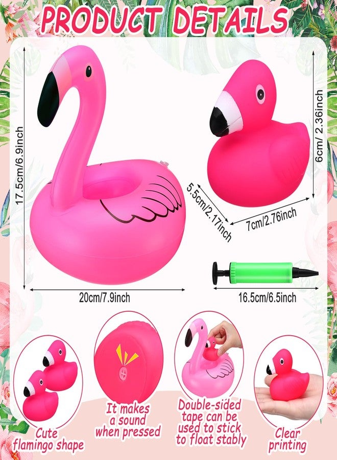 Jerify 48 Pcs Rubber Flamingo Ducks with Inflatable Floating Flamingos Holder Pink Flamingo Bath Floating Toys Car Dashboard Decoration Swimming Pool Ornament for Shower Summer Birthday Party Favors - Image 2