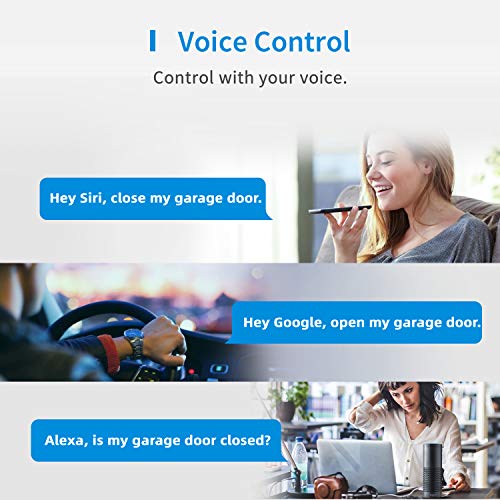 meross Smart Garage Door Opener Remote, Compatible with Apple HomeKit, Amazon Alexa, Google Assistant, SmartThings, Multiple Notification Modes, No Hub Needed,White - Image 4