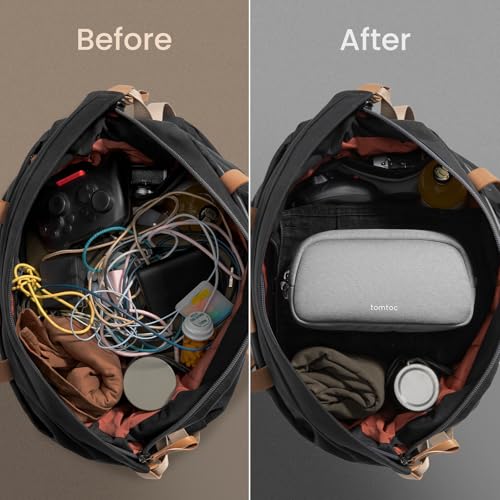 tomtoc Electronics Organizer Travel Case, Water Resistant Travel Bag Cable Organizer for Essentials, Tech Pouch Accessories Carry Storage for Cord, Phone, Cables, Airpods, USB Flash Drive, Daily Items - Image 5