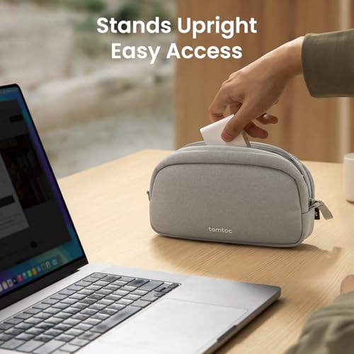 tomtoc Electronics Organizer Travel Case, Water Resistant Travel Bag Cable Organizer for Essentials, Tech Pouch Accessories Carry Storage for Cord, Phone, Cables, Airpods, USB Flash Drive, Daily Items - Image 3