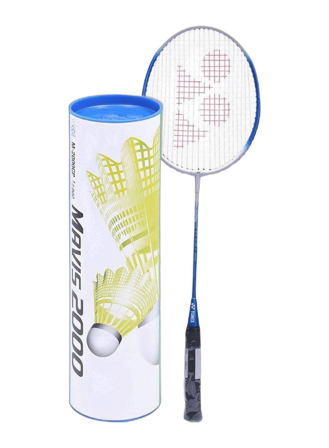 Yonex Gr Alpha Blue G4 + Mavis 2000 Blue Cap Medium Badminton Shuttlecock 6 Pack, Yellow Pack - Image 1