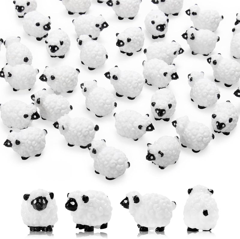 Bbiamsleep 20 Pcs Mini Sheep Figurines Miniature Sheep Tiny Sheep Mini Plastic Sheep Mini Resin Figurine for Fairy Garden Micro Landscape Decor Cake Topper - Image 1