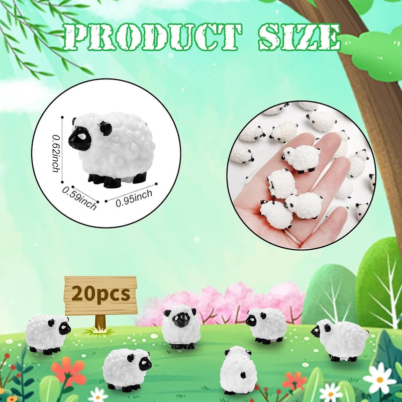 Bbiamsleep 20 Pcs Mini Sheep Figurines Miniature Sheep Tiny Sheep Mini Plastic Sheep Mini Resin Figurine for Fairy Garden Micro Landscape Decor Cake Topper - Image 2