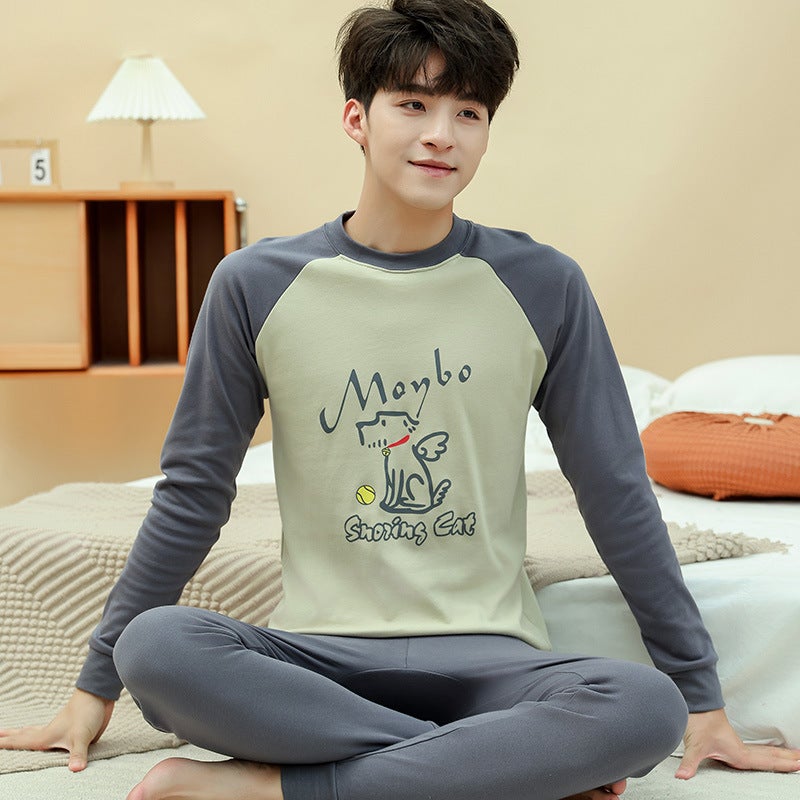 Teenagers' Autumn Clothes And Long Trousers, Boys' Thermal Intimates Set, Female Middle School Students' Bottoming Pure Cotton Sweaters, Kidsren'S Pajamas - Image 1