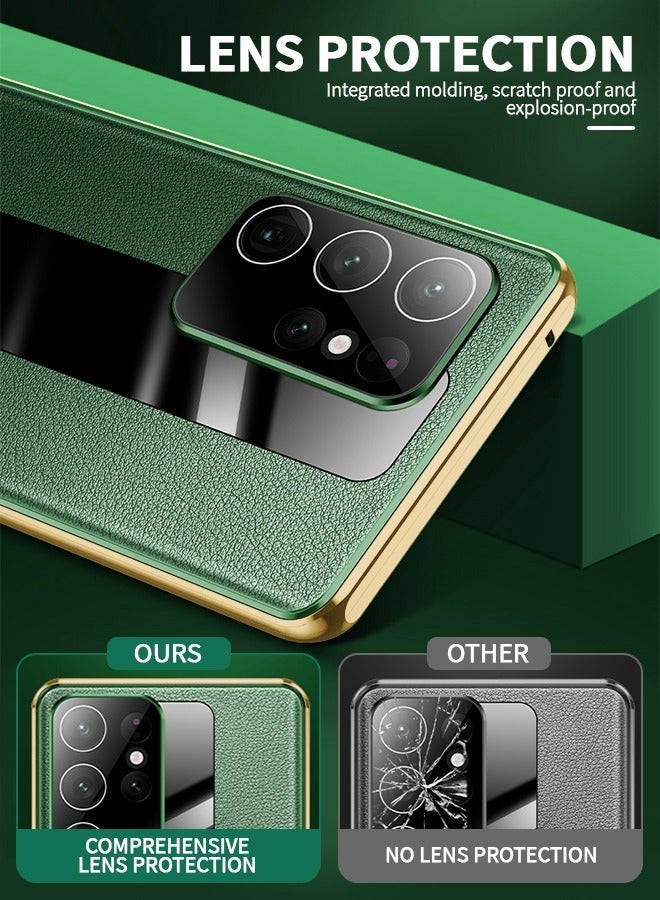 GROIC حافظة مغناطيسية لهاتف سامسونج جالاكسي S23 الترا، حافظة هاتف مغناطيسية مزدوجة الجوانب من الزجاج المقسى لهاتف S23 الترا مع واقي شاشة، غطاء خلفي جلدي مع غطاء كاميرا لهاتف جالاكسي S23 الترا 6.8 بوصة-أخضر - Image 5