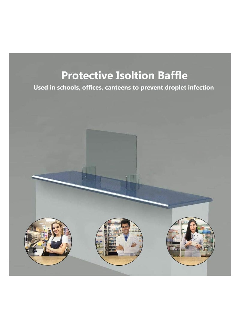 Eworld Plexiglass Freestanding Sneeze Guard with Transaction Window - Transparent Hygiene Screen and Portable Acrylic Shield for Counters, Nail Shops, and More, Providing Protective Barrier.  - Image 4