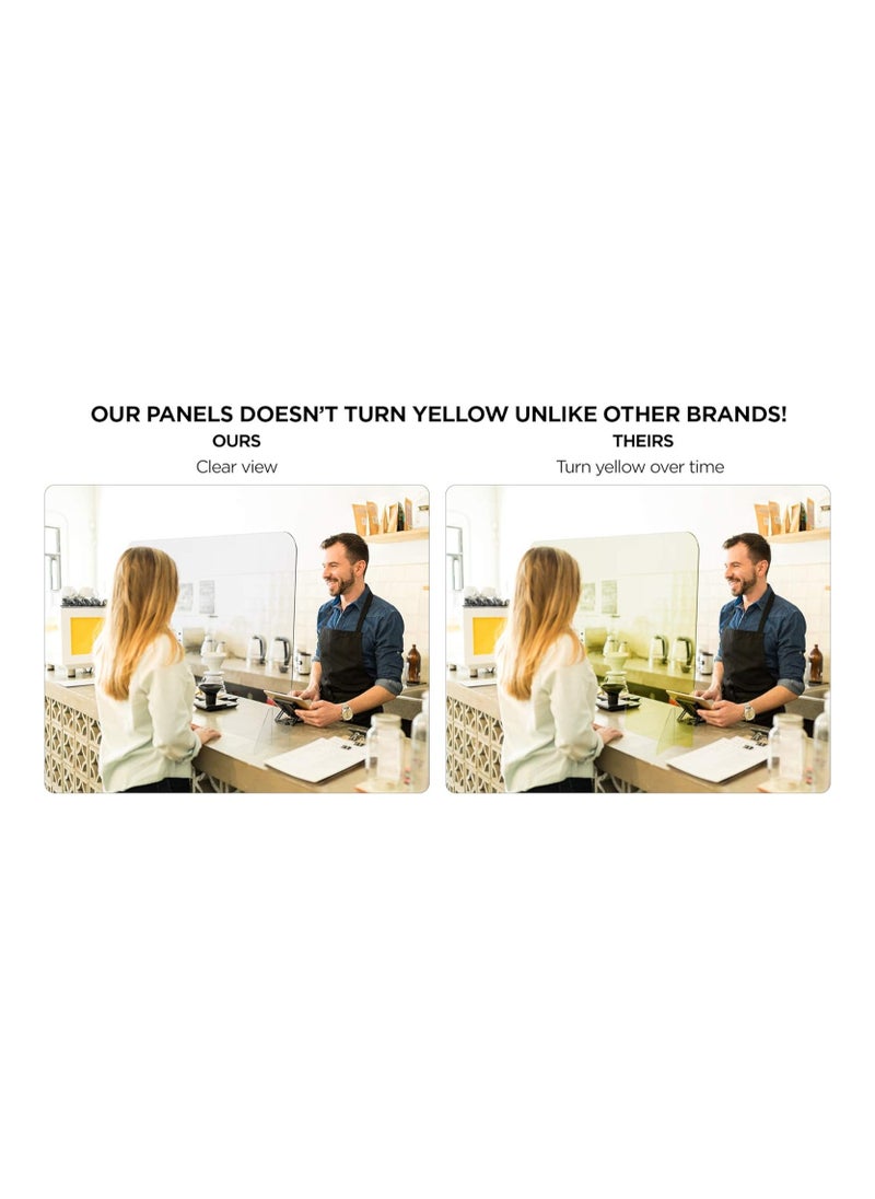 Eworld Plexiglass Freestanding Sneeze Guard with Transaction Window - Transparent Hygiene Screen and Portable Acrylic Shield for Counters, Nail Shops, and More, Providing Protective Barrier.  - Image 5