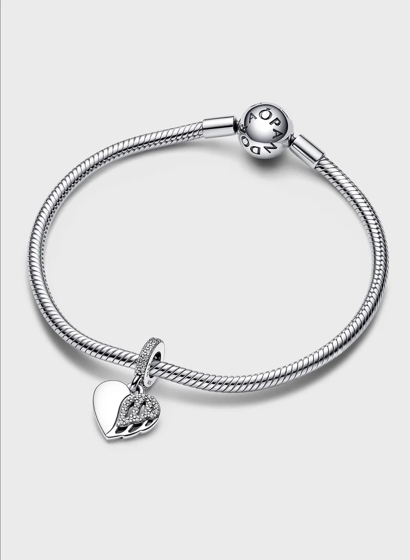 PANDORA Heart Angel Wing Sterling Silver Charm Bracelet