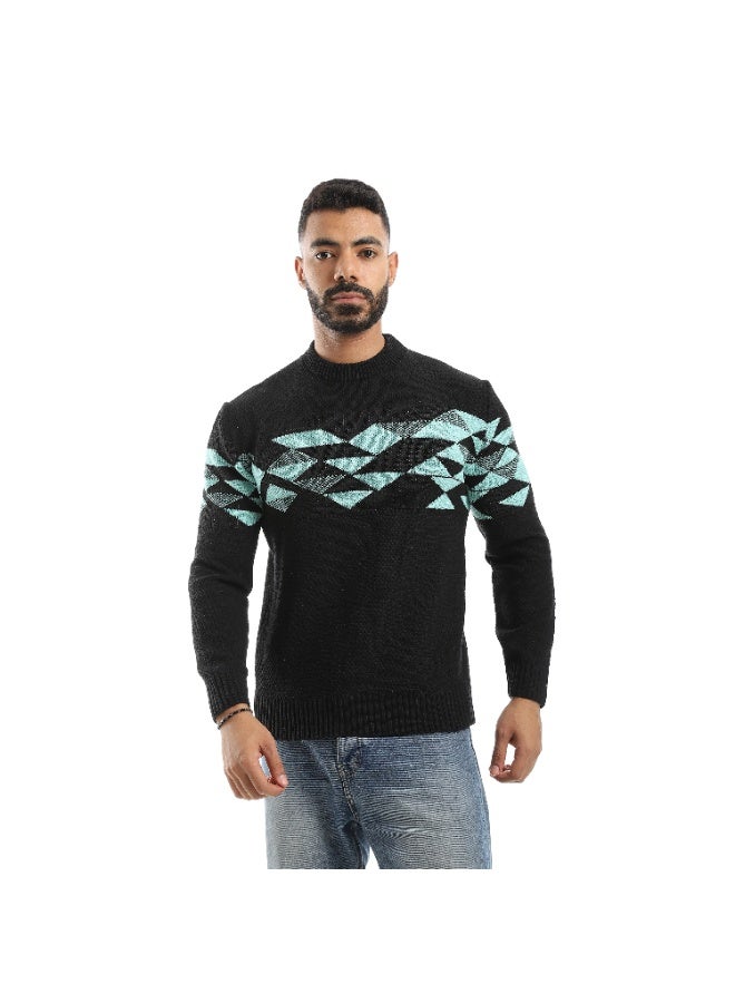 Caesar Men's wool pullover with triangle pattern on the chest - Image 1